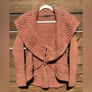 Anthropologie Elsamanda Wool Alpaca Blend Mauve Chunky Cardigan Sweater